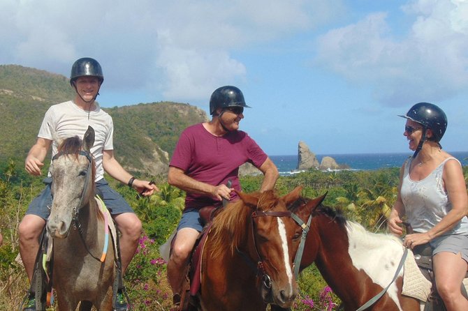 Nature & Historical Horseback Riding Tours St. Lucia - The Fond dOr Bay stop: ruins, rainforest, banana country, wildlife, and beach breaks