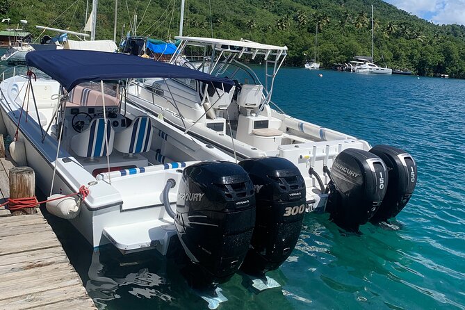 Private All Inclusive Speedboat to Soufriere with Lunch, Mud Bath & Waterfall - Jalousie Beach: white sand time plus marine reserve snorkeling