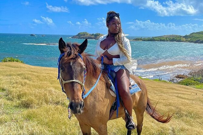 Private Beach Picnic Horseback Ride with Sandy Hoofs St. Lucia - Reaching the Coast at Anse La Voute Beach