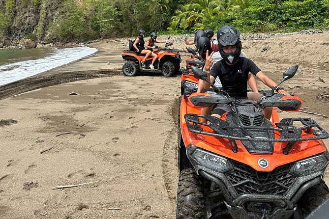 St Lucia ATV Tour : Waterfall, Plantation, Beach and Distillery - Beach riding and Clive’s seaside rum punch break